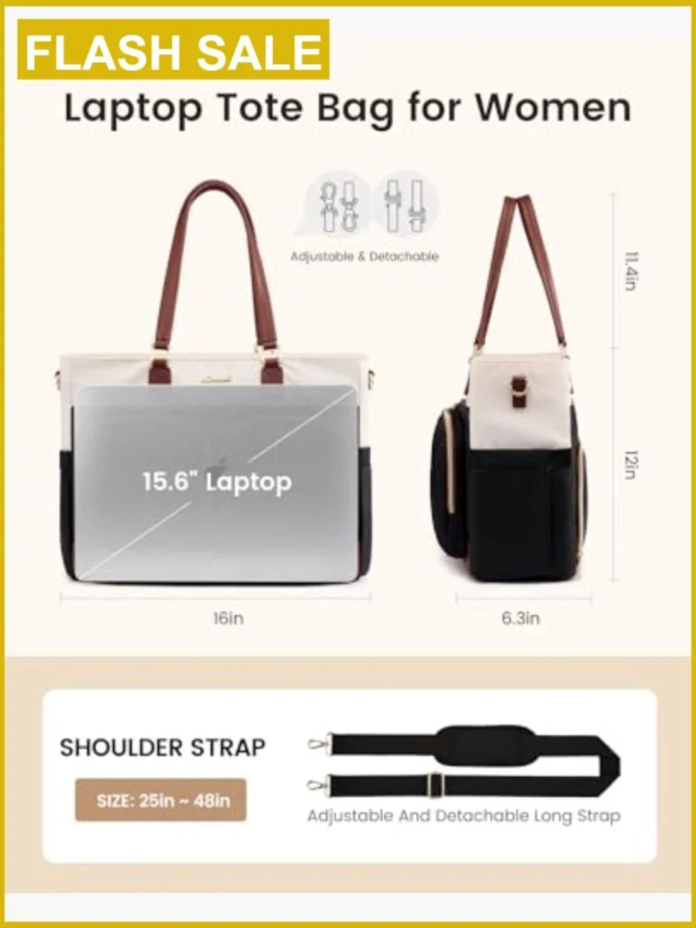 Laptop Lunch Tote Bag for Women, Insulated Leak-Proof Cooler, Fits 15.6 Inch,